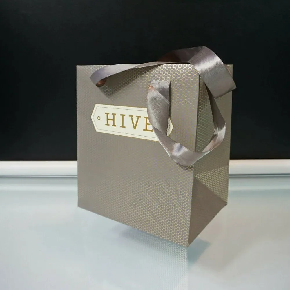 Hive Boutique Store Totes 5 Paper Gift Bags Rope Handles Gray Gold